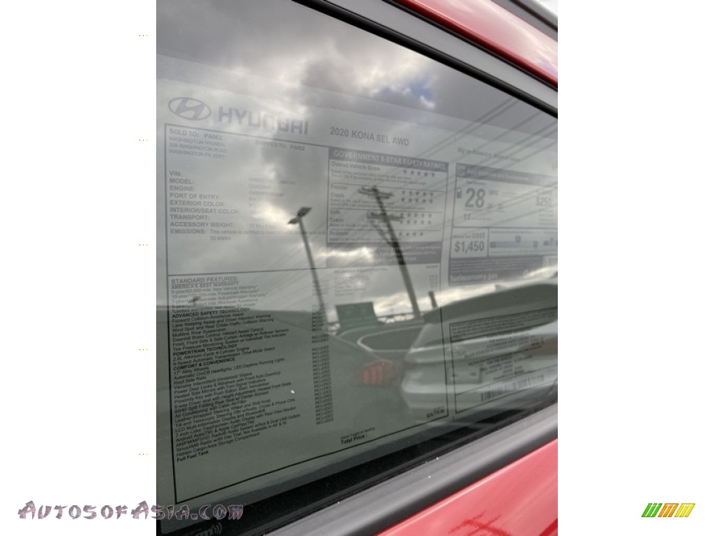 2020 Kona SEL AWD - Pulse Red / Black photo #16