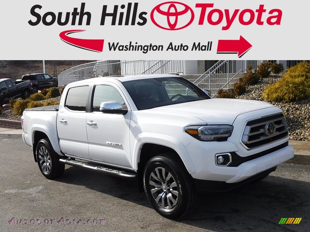 Blizzard White Pearl / Hickory Toyota Tacoma Limited Double Cab 4x4