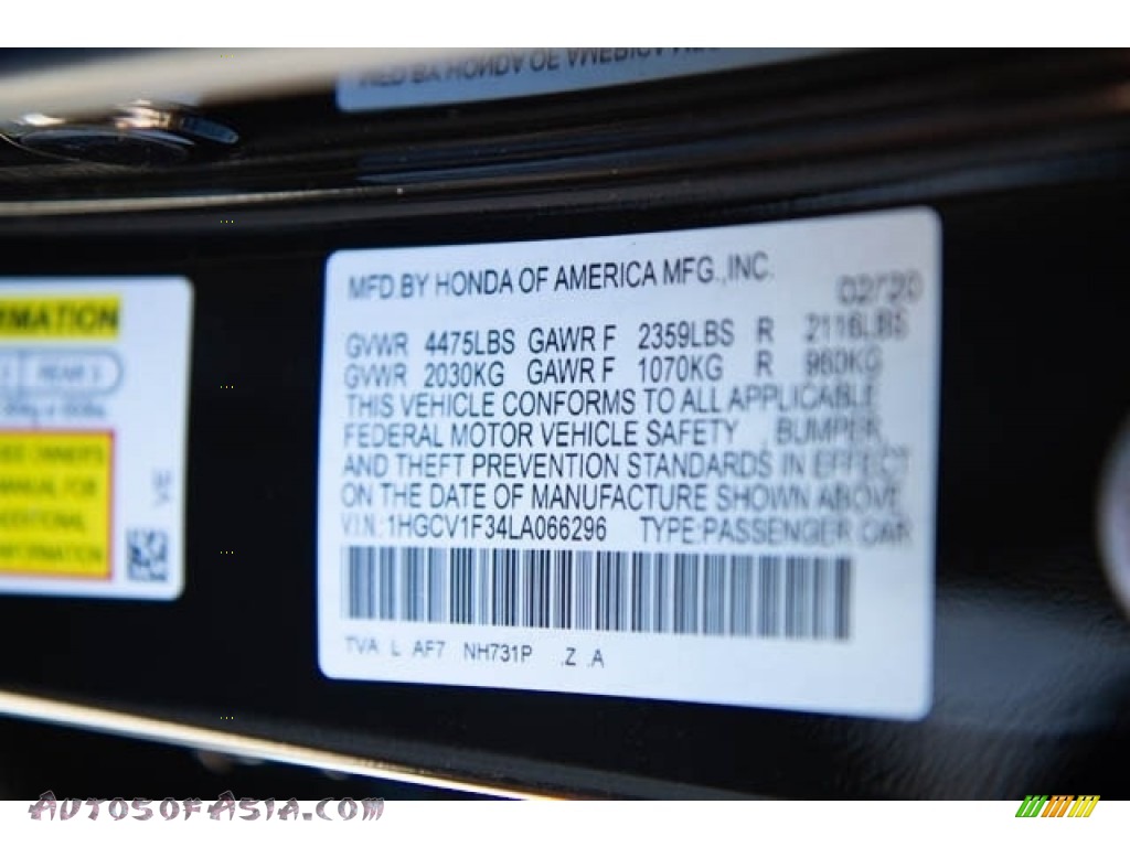 2020 Accord Sport Sedan - Crystal Black Pearl / Black photo #39