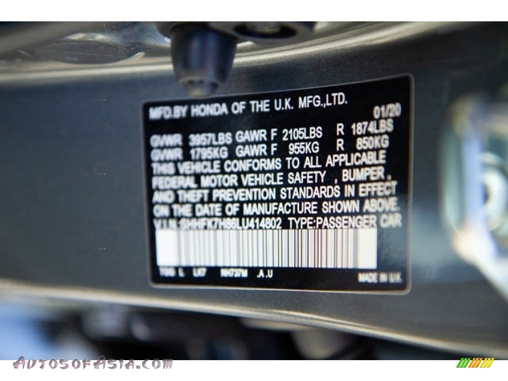 2020 Civic EX-L Hatchback - Polished Metal Metallic / Black photo #40