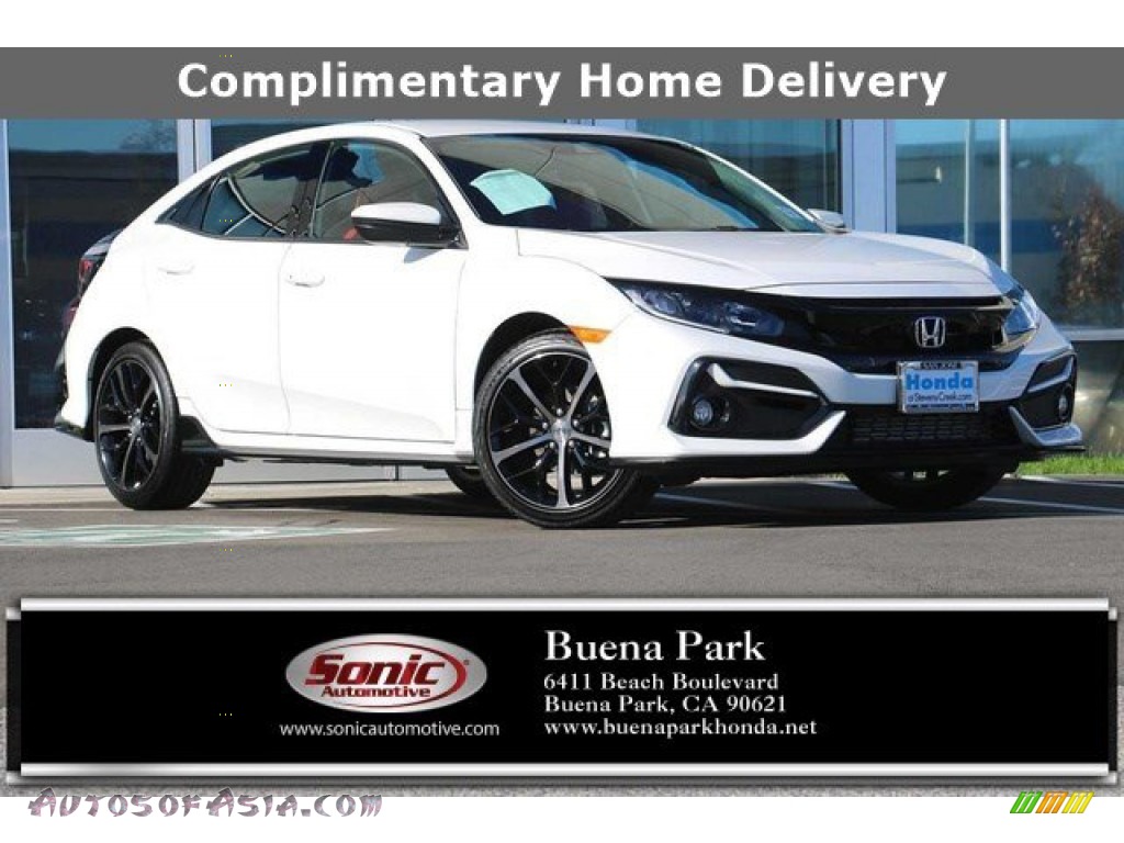 Platinum White Pearl / Black Honda Civic Sport Hatchback