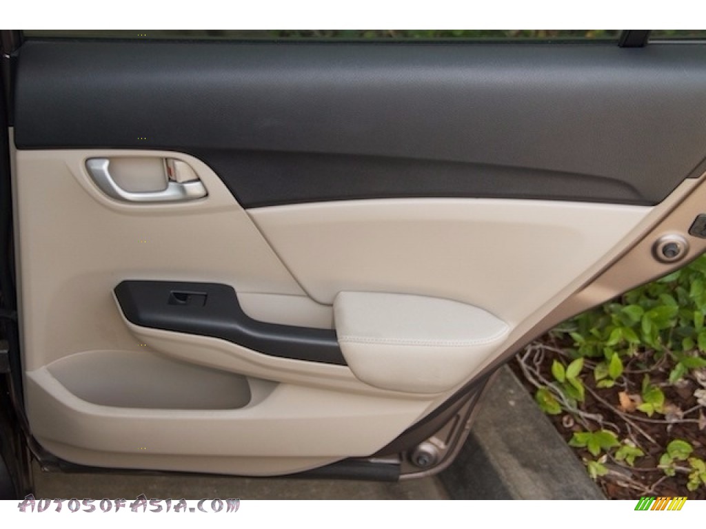 2014 Civic LX Sedan - Urban Titanium Metallic / Beige photo #21