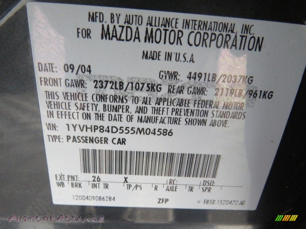 2005 MAZDA6 s Sport Hatchback - Steel Gray Metallic / Black photo #39