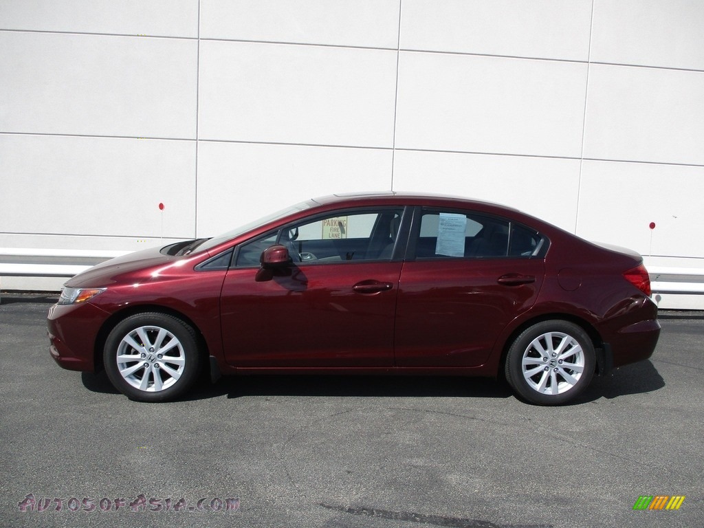 2012 Civic EX Sedan - Crimson Pearl / Beige photo #2