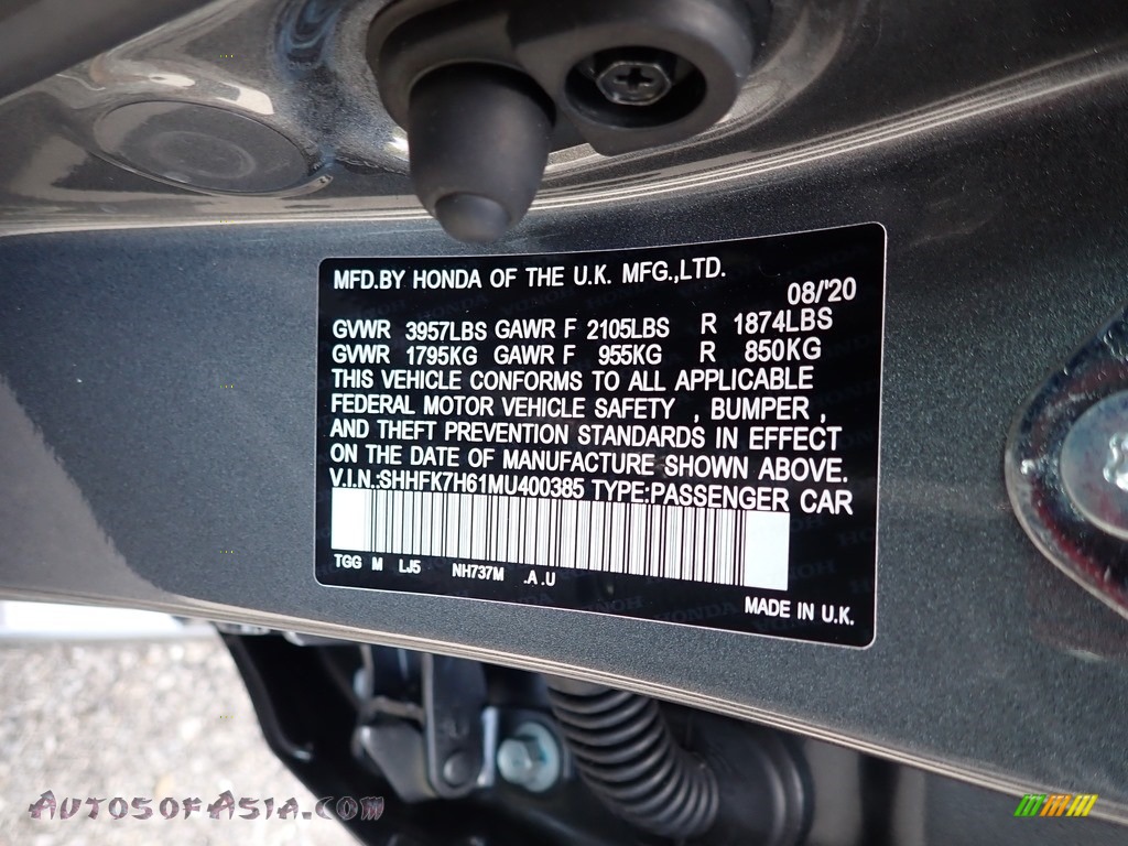 2021 Civic EX Hatchback - Polished Metal Metallic / Black photo #12