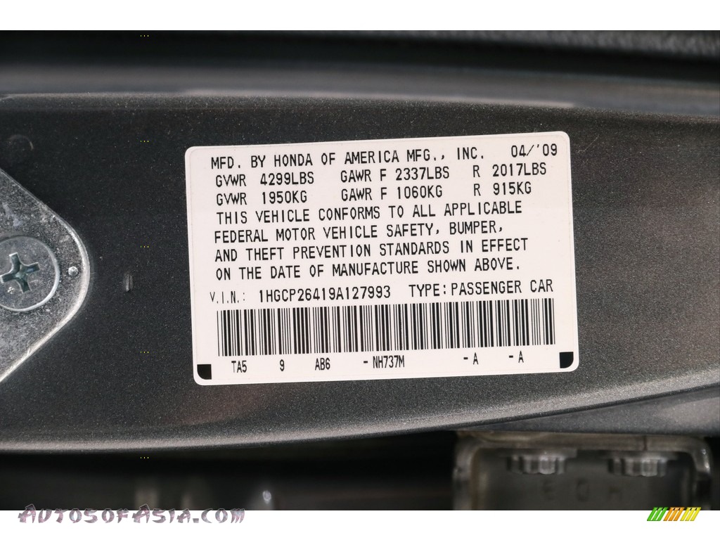 2009 Accord LX-P Sedan - Polished Metal Metallic / Black photo #18