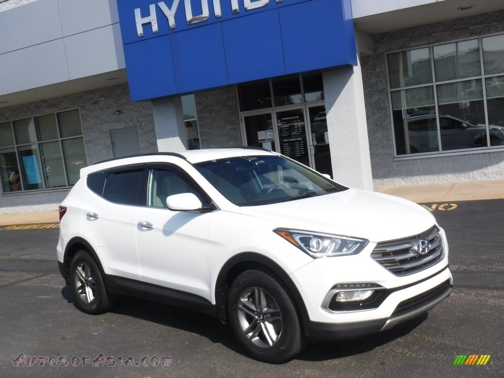 Pearl White / Beige Hyundai Santa Fe Sport AWD