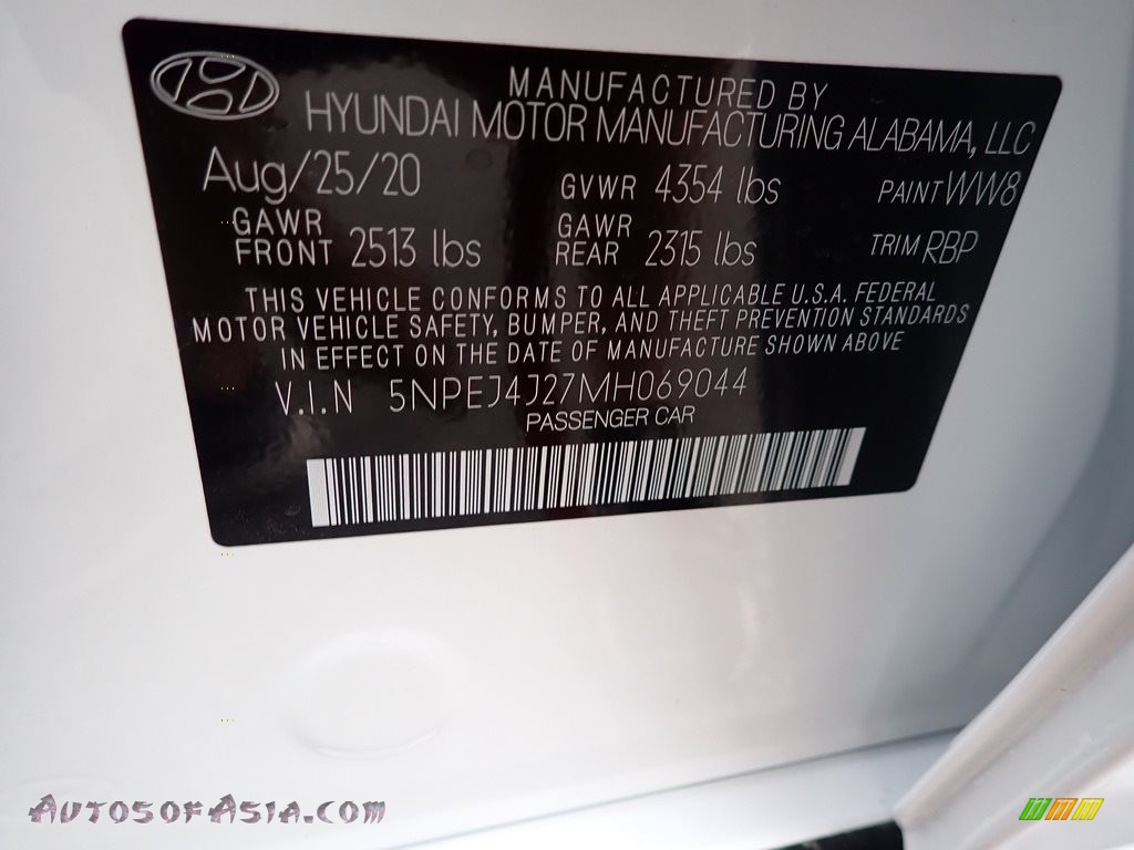 2021 Sonata SEL Plus - Hyper White / Black photo #12
