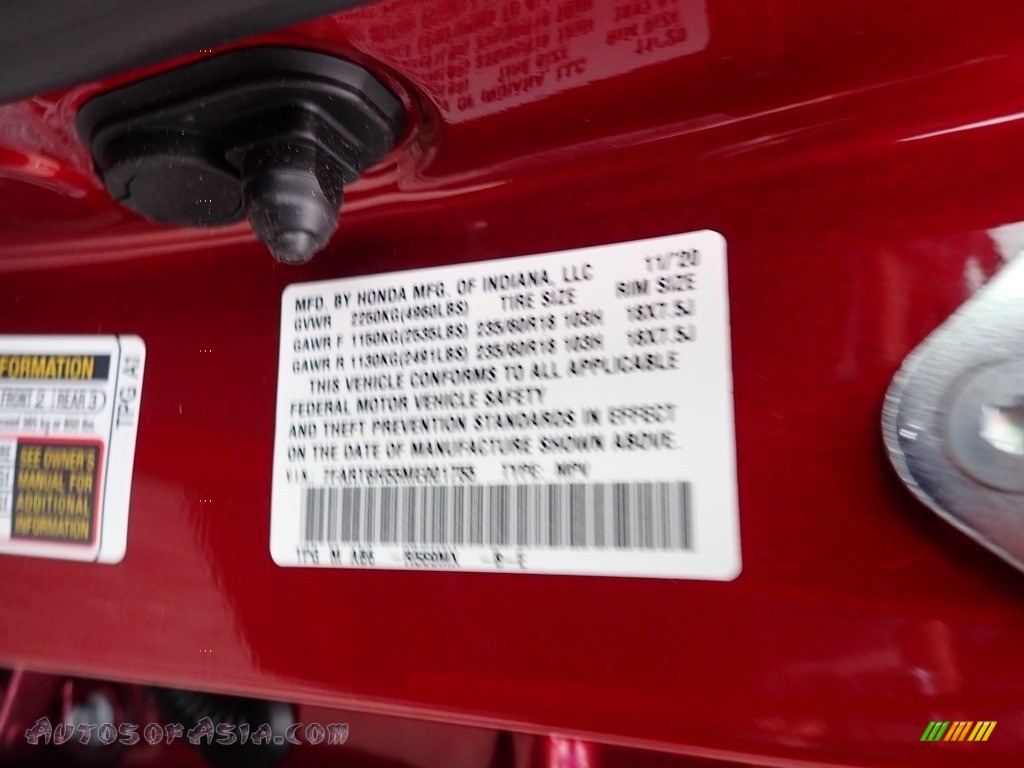 2021 CR-V EX AWD Hybrid - Radiant Red Metallic / Gray photo #12