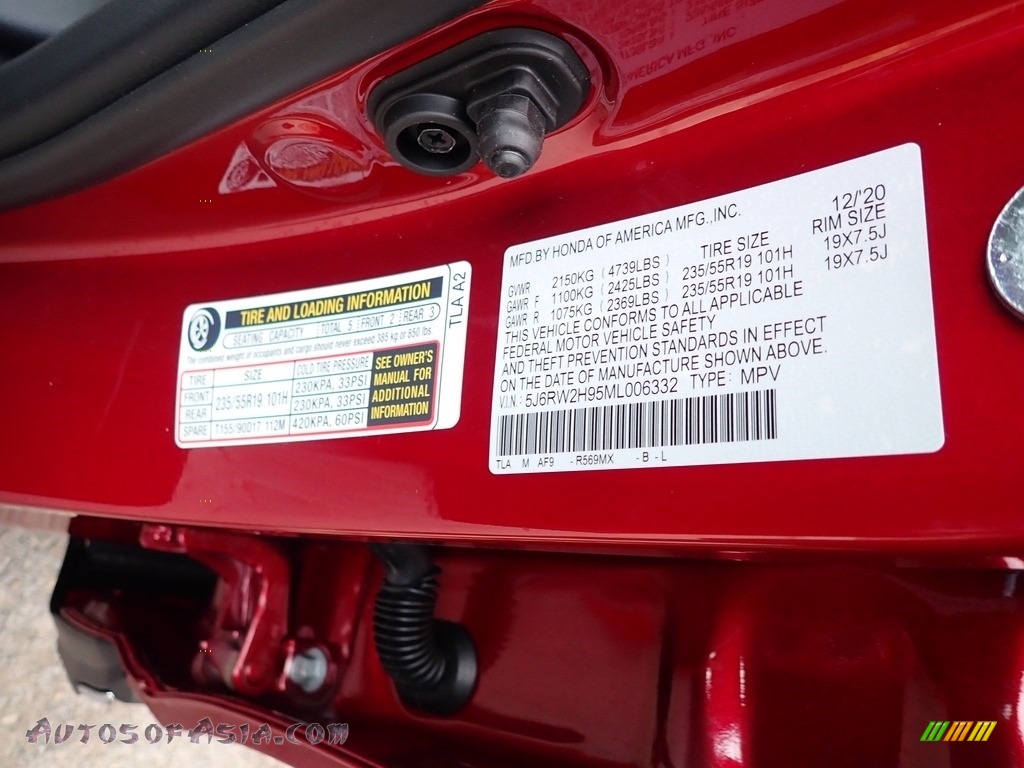 2021 CR-V Touring AWD - Radiant Red Metallic / Gray photo #10