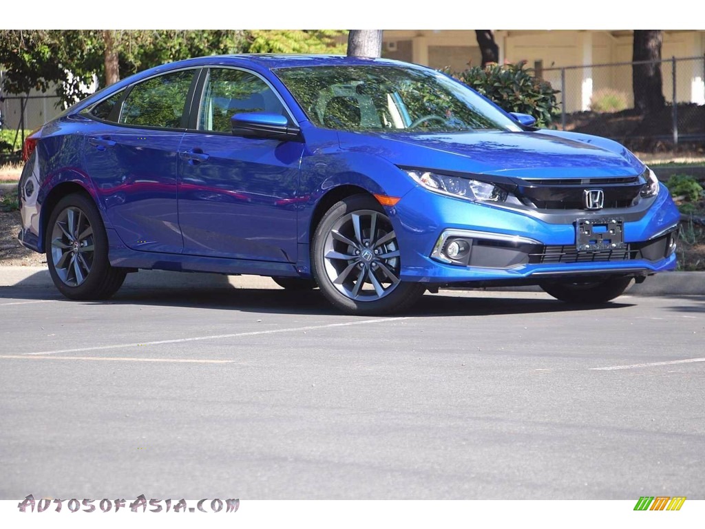 2021 Civic EX Sedan - Aegean Blue Metallic / Black photo #2