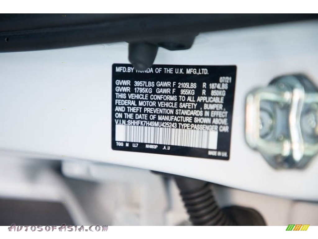 2021 Civic Sport Hatchback - Platinum White Pearl / Black photo #38