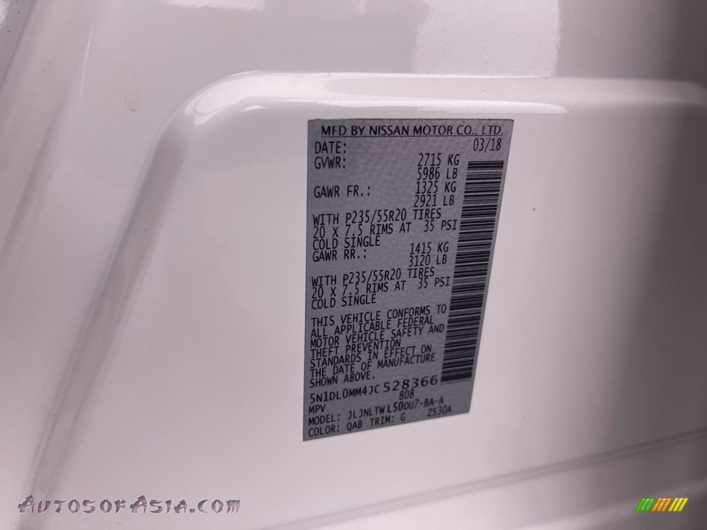2018 QX60 3.5 AWD - Majestic White / Graphite photo #9