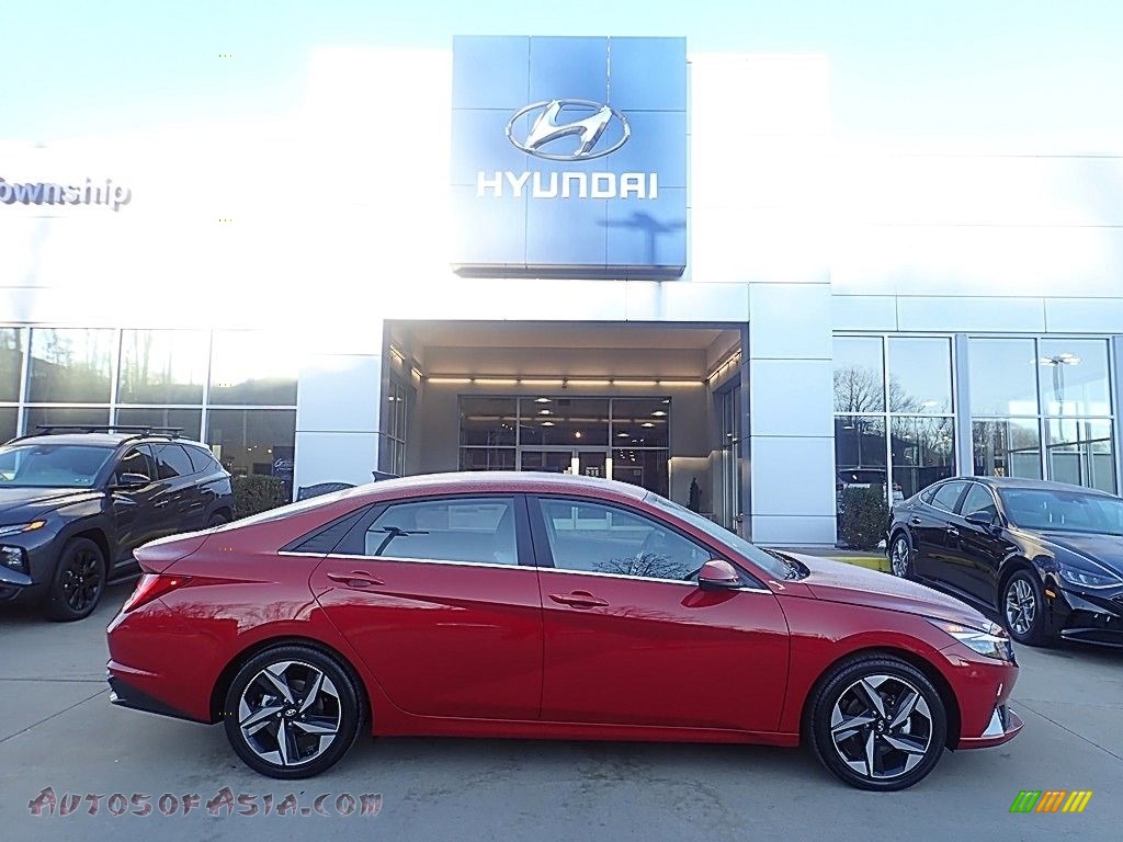 Scarlet Red Pearl / Medium Gray Hyundai Elantra Limited Hybrid