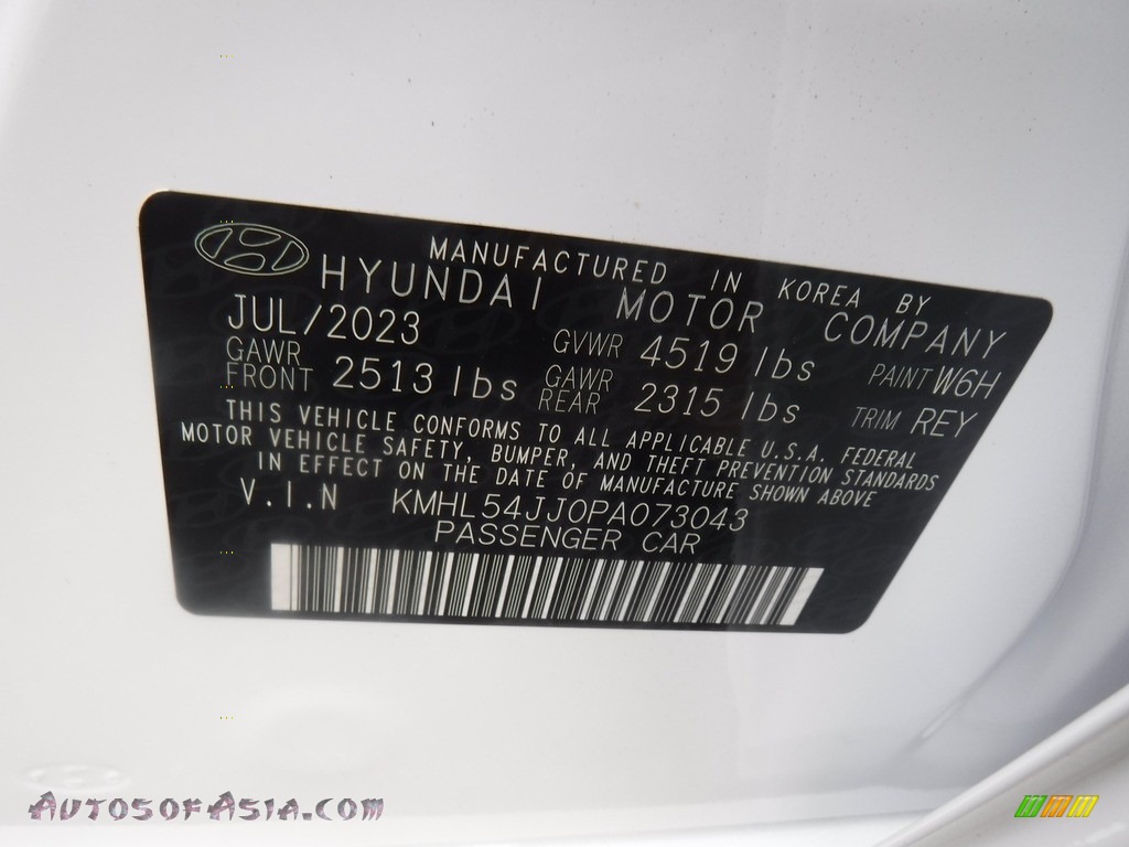 2023 Sonata Limited Hybrid - Serenity White / Medium Gray photo #30