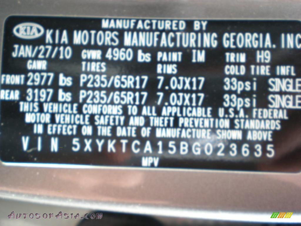 2011 Sorento LX AWD - Titanium Silver / Gray photo #12