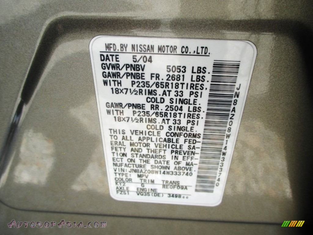 2004 Murano SL AWD - Polished Pewter Metallic / Charcoal photo #4